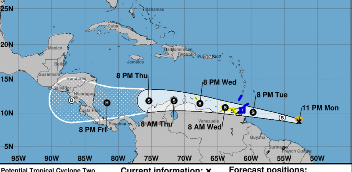 Islas de Barlovento y Venezuela con aviso de tormenta tropical.