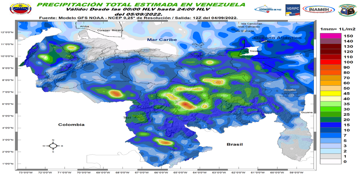 INAMEH prevé lluvias en Zulia y otras regiones del país, este lunes 5 de septiembre.