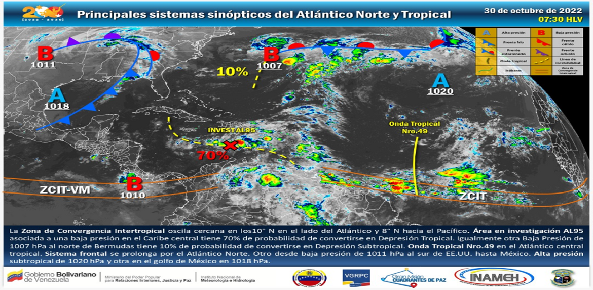 INAMEH | Alerta sobre posible formación de Depresión Tropical al norte de Venezuela
