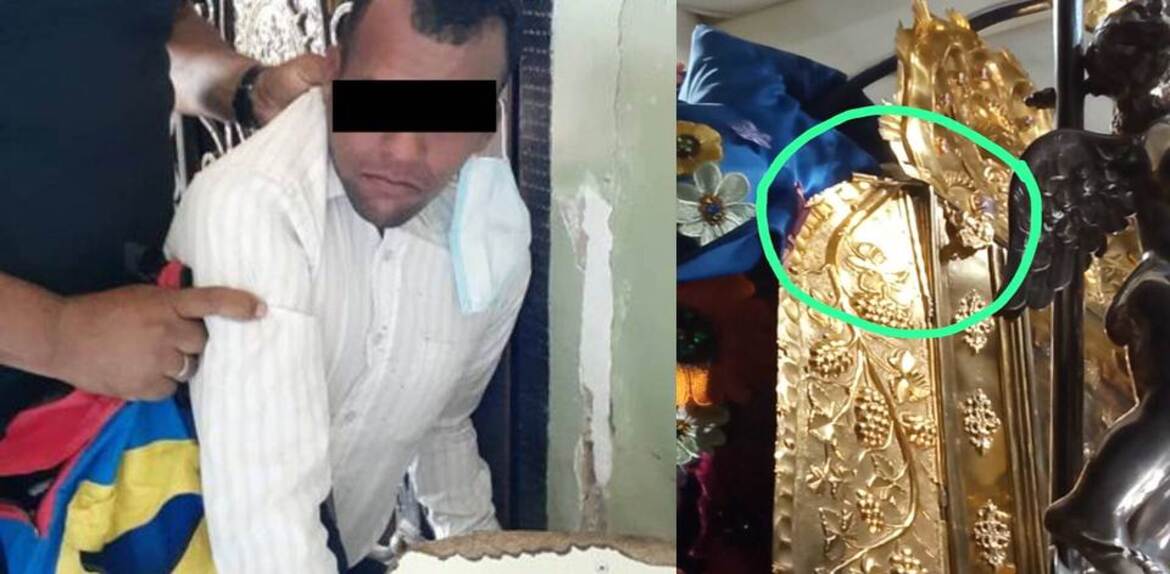 Hombre lanzó una piedra al relicario de la Virgen de Chiquinquirá causando daño a su estructura