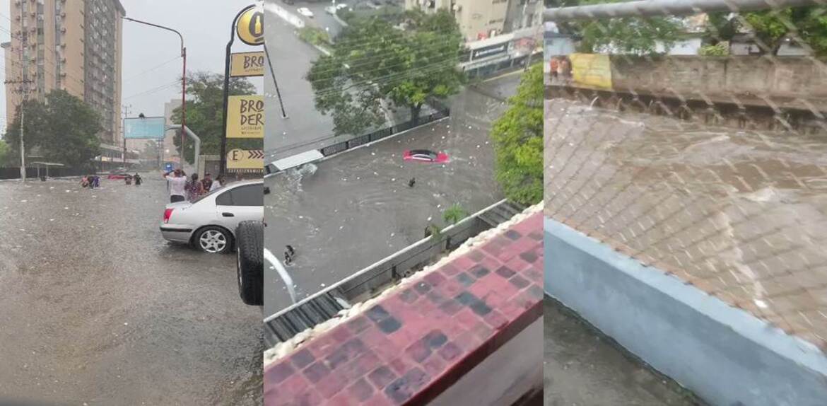Calles en Maracaibo quedaron bajo el agua tras fuerte lluvia de este lunes en la tarde