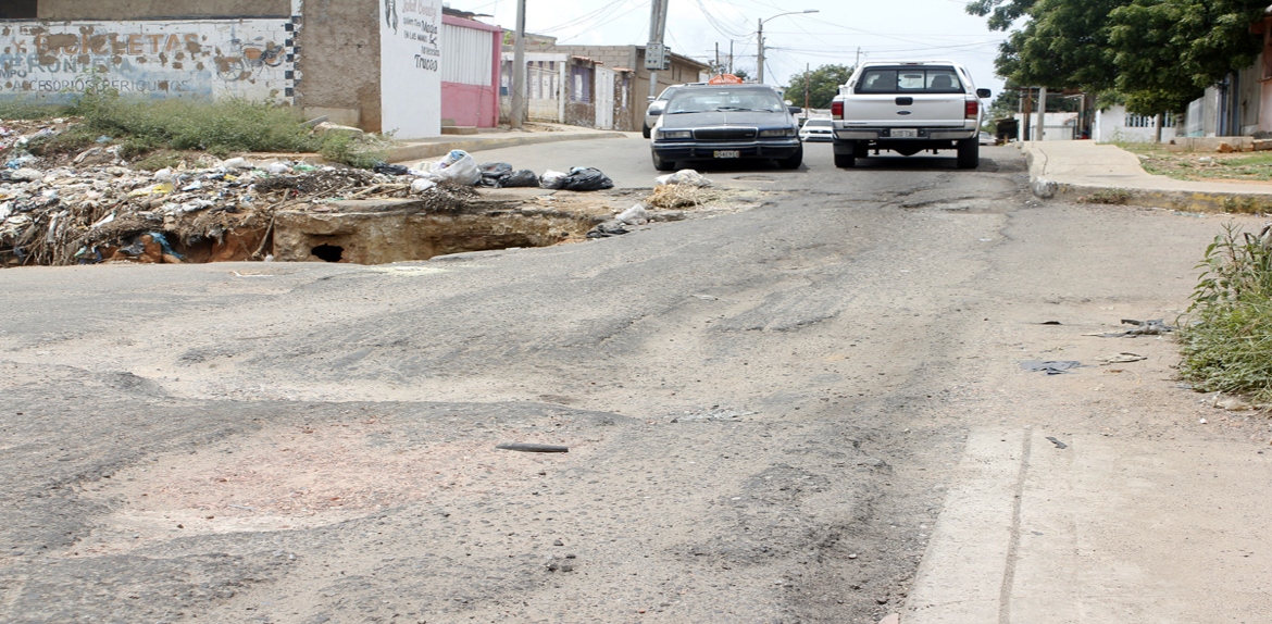 Cañada La Frontera se está «tragando» con basura una calle en Brisas del Sur