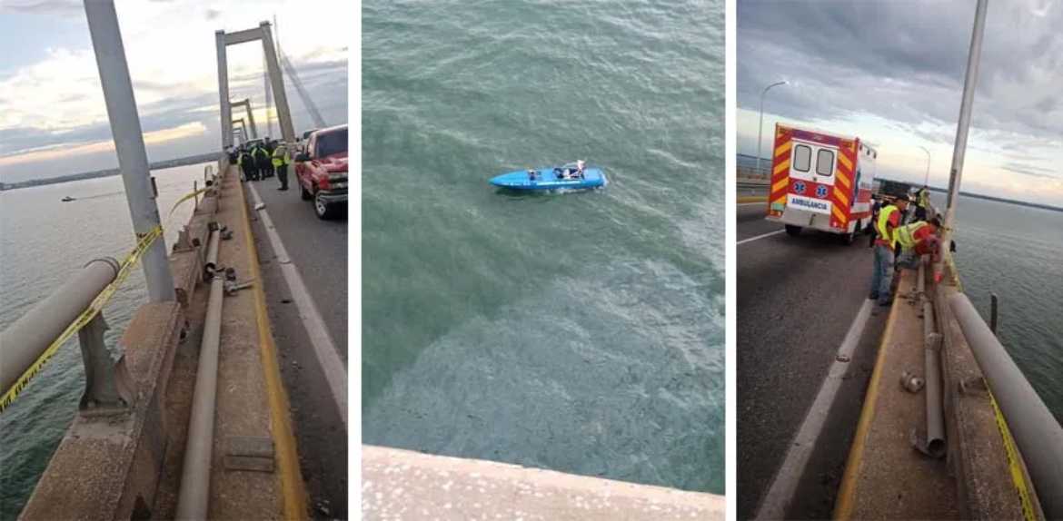 Cae vehículo del Puente sobre el Lago de Maracaibo: Iban dos personas a bordo